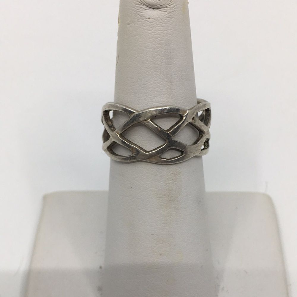 Sterling Silver 925 Basket Weave Band Ring Size 6